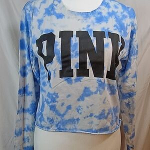 PINK Victoria's Secret Blue Tie-Dye Top Long Sleeve Crop Top XS